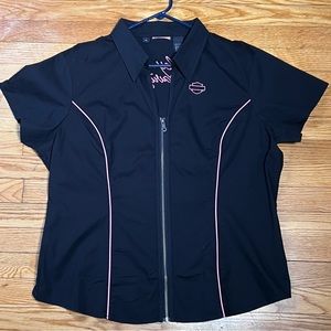 Harley-Davidson Ladies Front Zip Shirt/Top Black Size 2XL NWOT